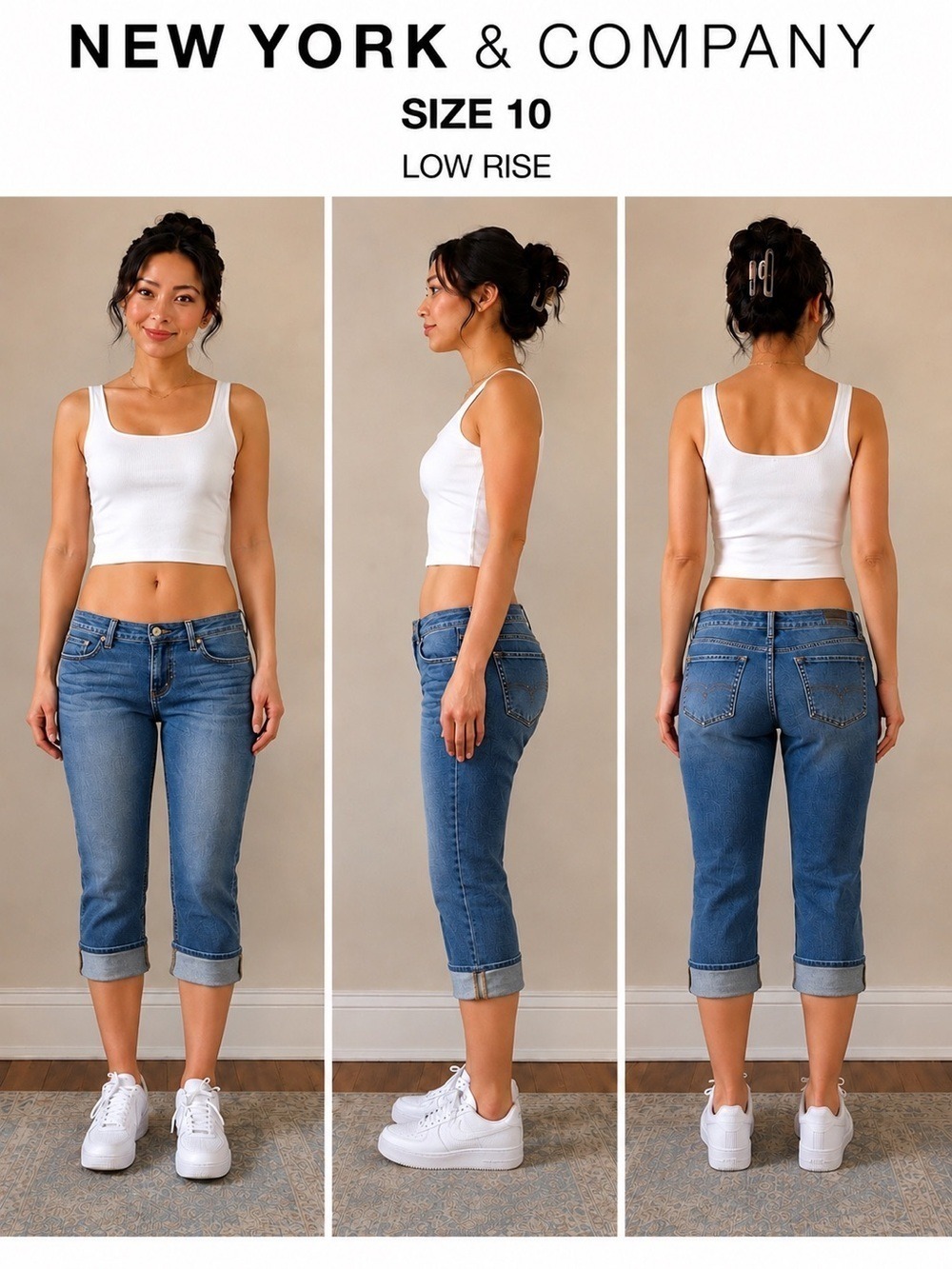 New York & Company curvy low rise straight leg capri length jeans Woman’s 10
